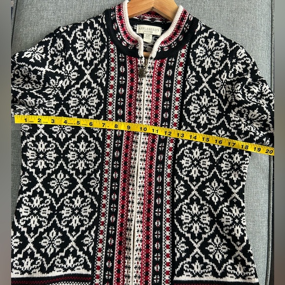 Appleseed's Black, White, and Red Nordic Cardigan - Picture 6 of 8